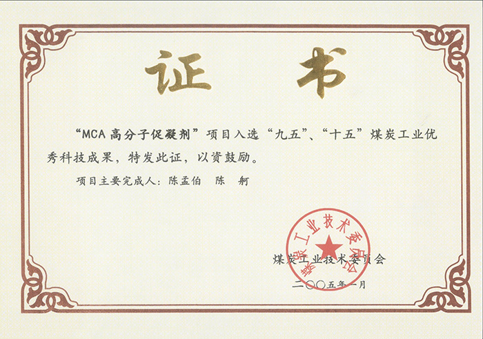 2005年1月MCA高分子促凝劑獲“九五、十五”科技成果獎.jpg